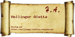 Hellinger Aletta névjegykártya